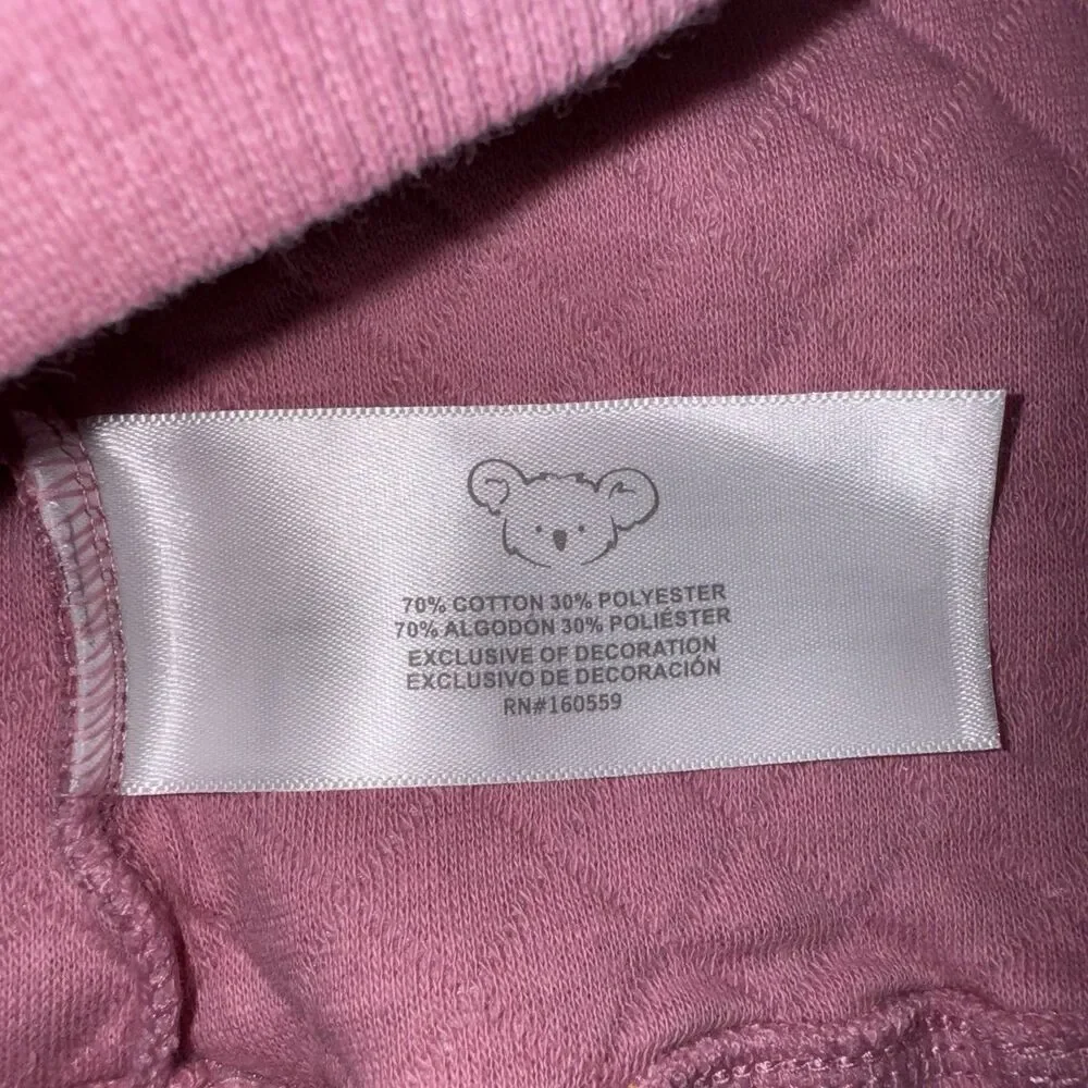 Koala Baby 3 Piece 18 Month Quilted Set Mauve Bunny Pink Pant Blouse Sweatshirt
